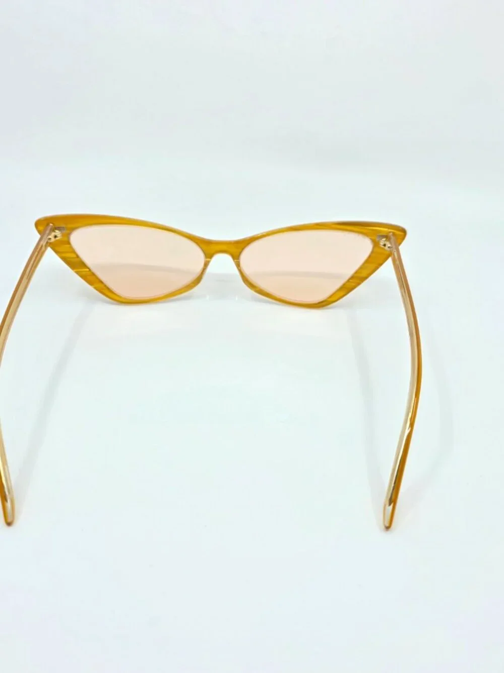 Gucci Yellow Cat Eye Sunglasses Pink Lenses Size 61MM×16MM×145MM MSRP $595